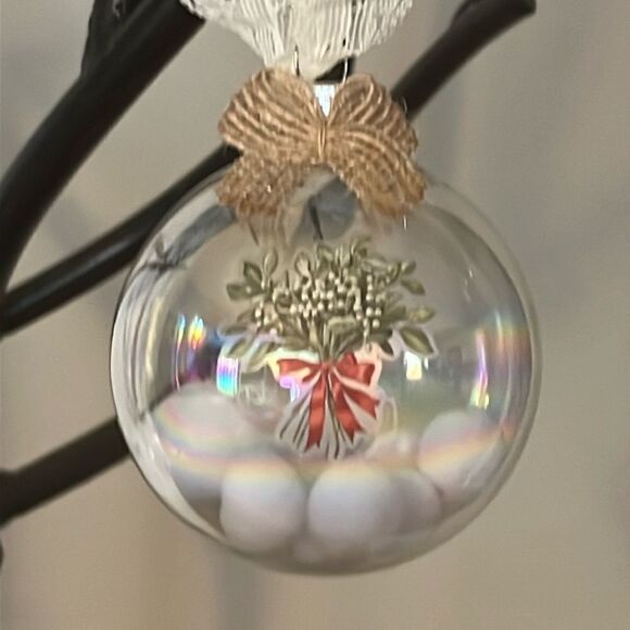 Upcycled Clear Glass Ornaments 3 Different Christmas Balls Sign Frosty Floral - Picture 7 of 15
